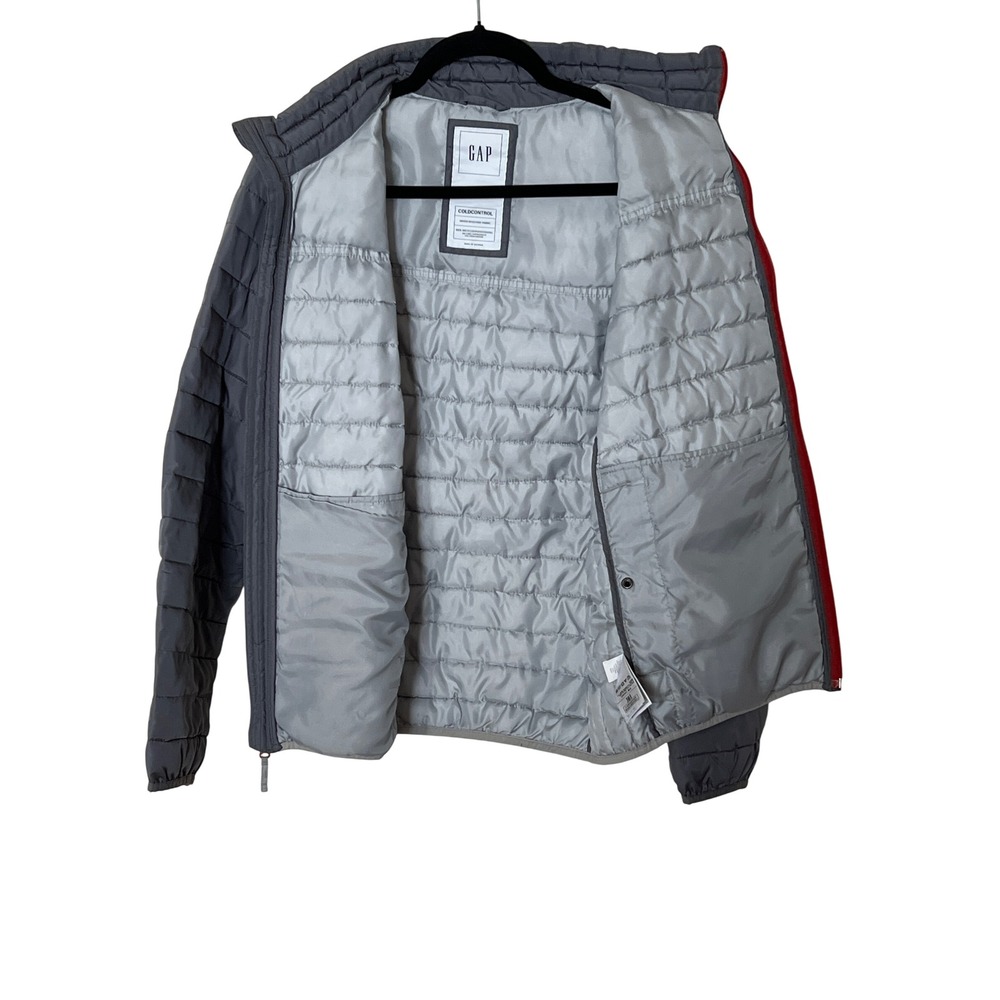 Gap Coldcontrol Colorblock Puffer Jacket Gray Med… - image 7